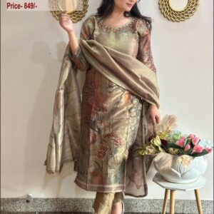 Anarkali Kurti Golden 3pc