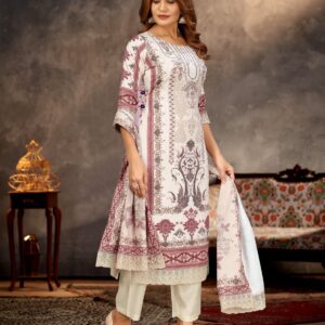 Anarkali White Pink 3pc